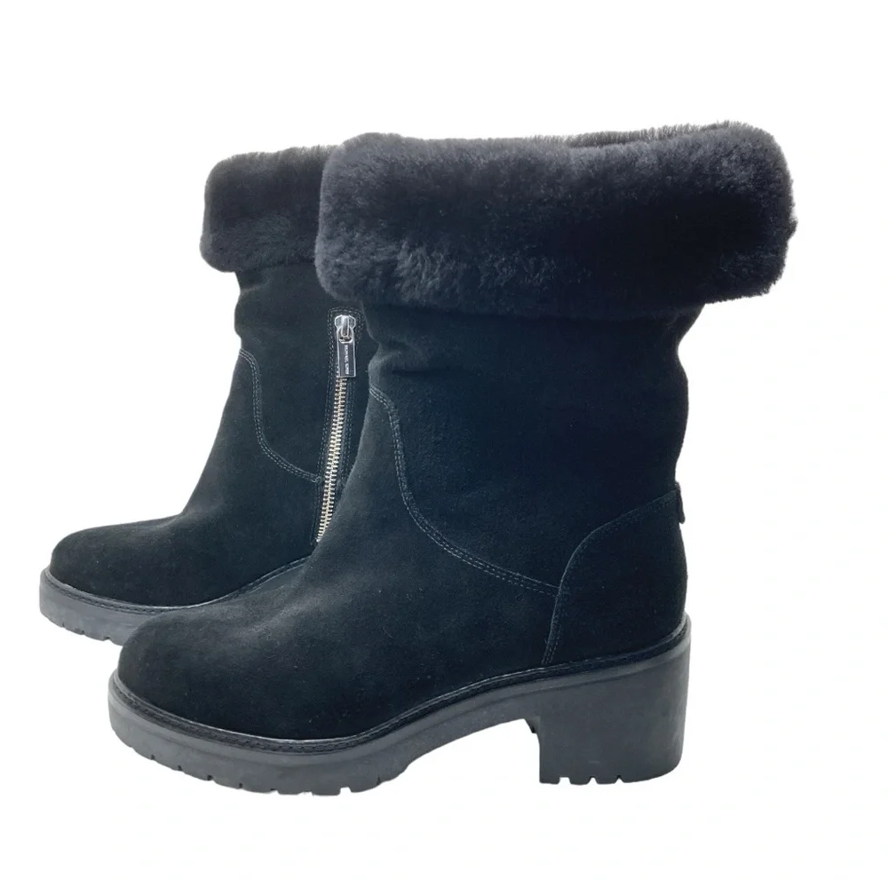 Michael Kors Leather Fur mid calf boots 7